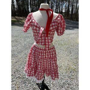 square dance outfit Red Lg Cottage Prairie Coquette Western Rockabilly Cropped